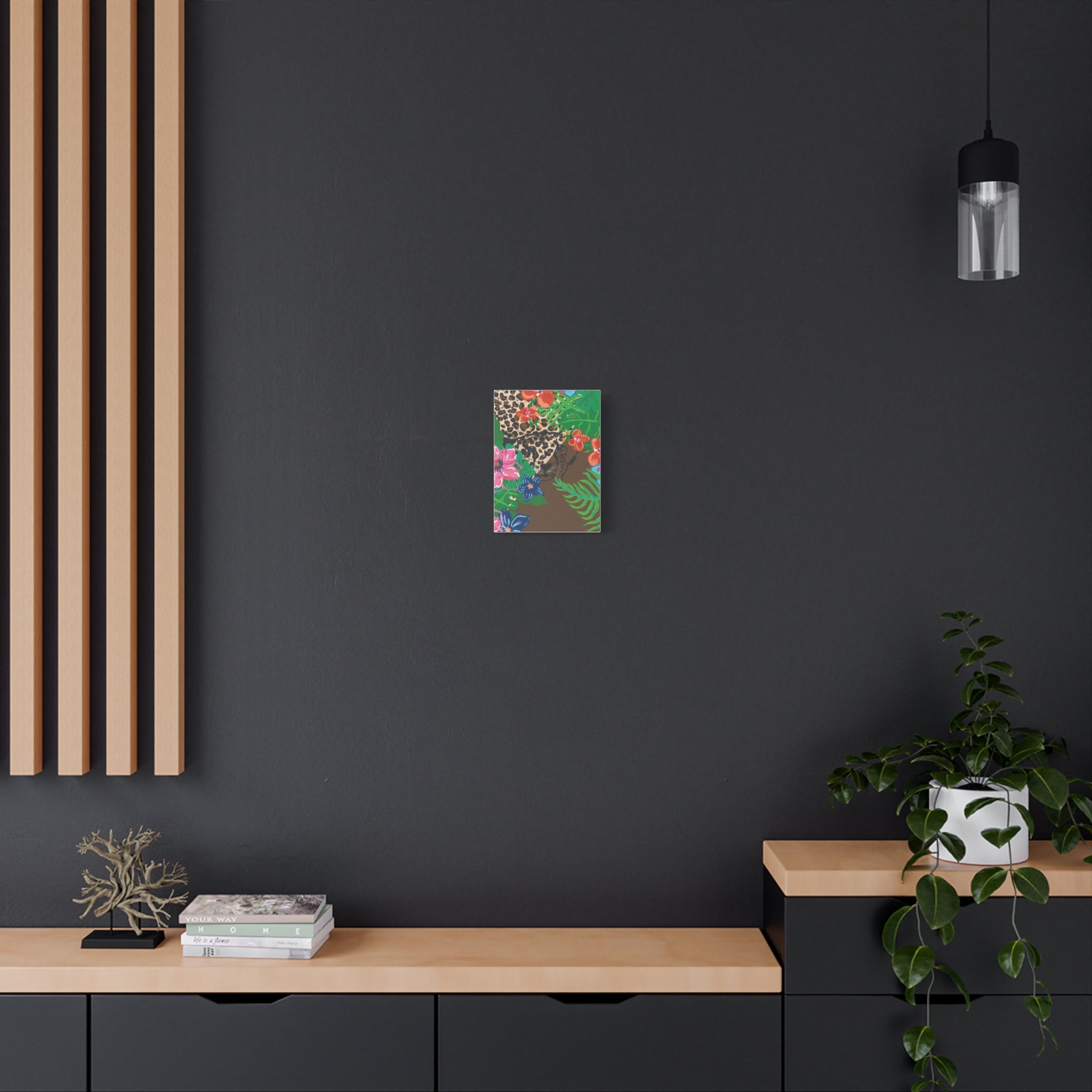 Tropical Cheetah Canvas Wall Art — Floral Jungle Stretched Matte Print
