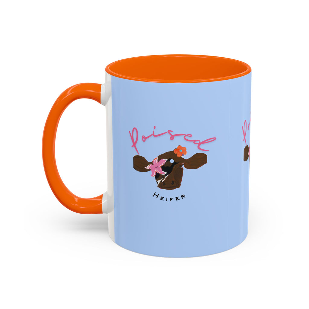 Poised Heifer Coffee Mug — Cute Floral Cow Accent Mug (11/15oz)
