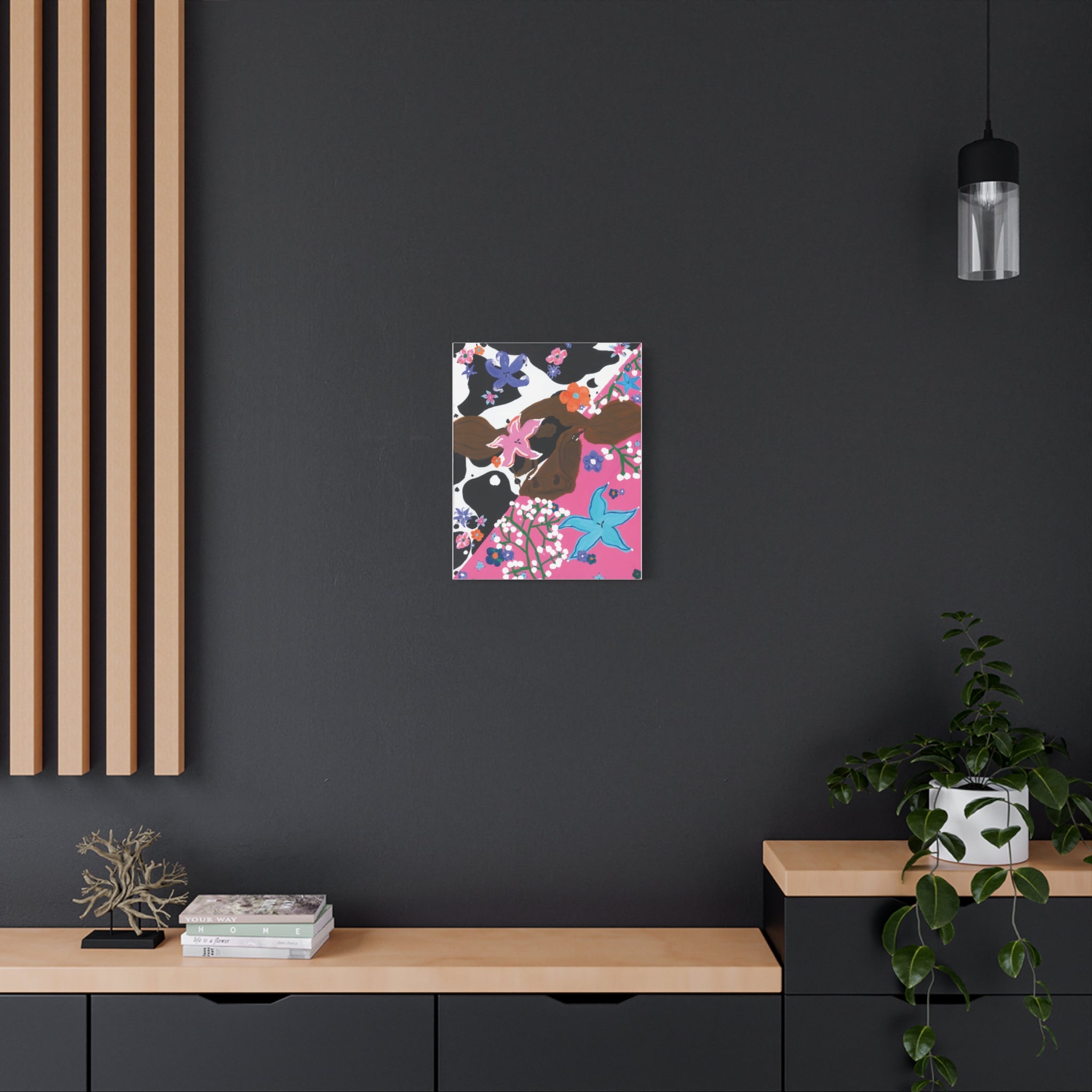 Matte Canvas, Floral Cow, Stretched, 1.25"