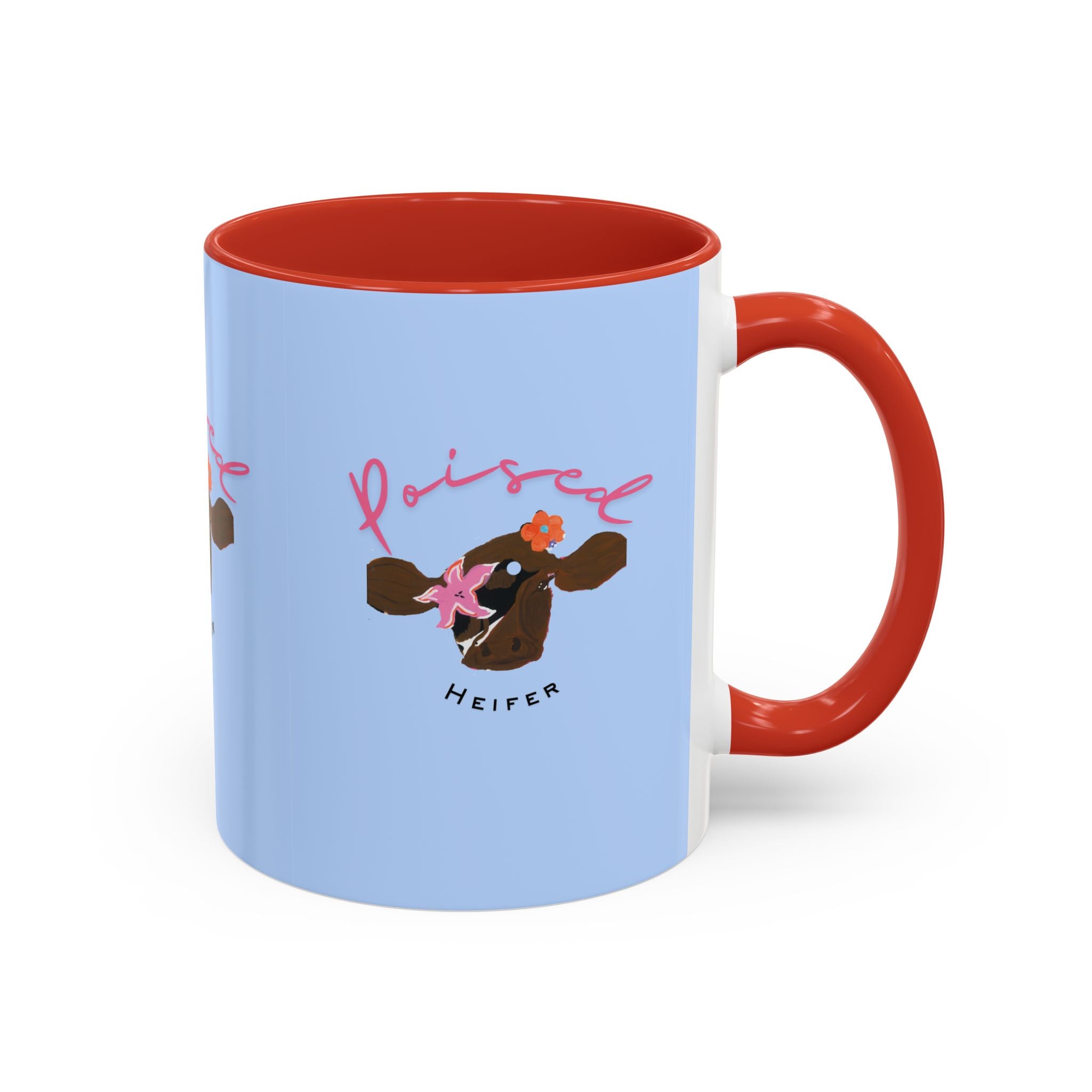 Poised Heifer Coffee Mug — Cute Floral Cow Accent Mug (11/15oz)