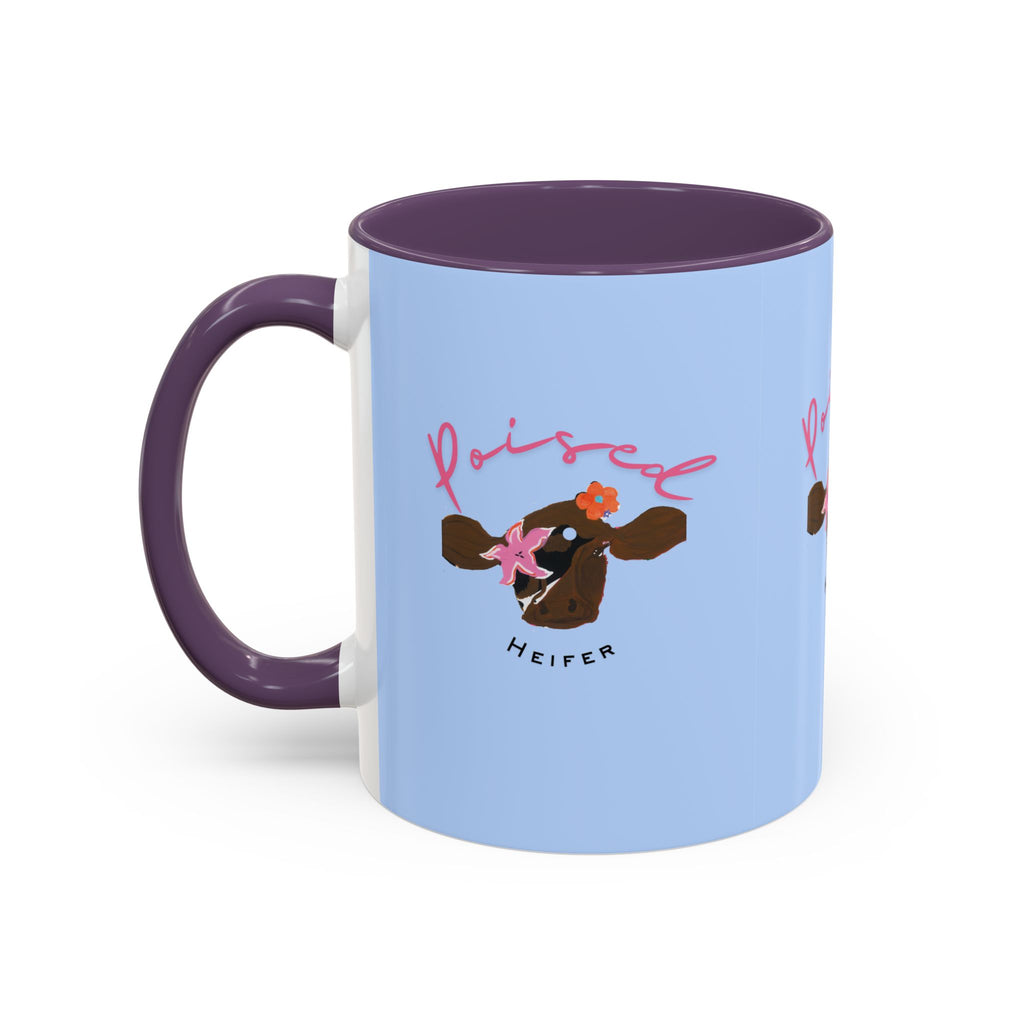 Poised Heifer Coffee Mug — Cute Floral Cow Accent Mug (11/15oz)
