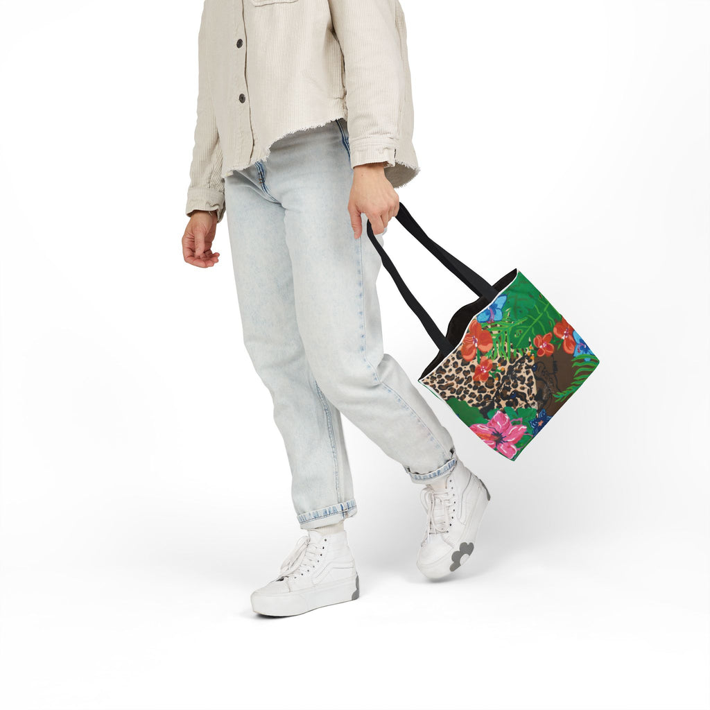 Tote Bag — Tropical Cheetah Floral Canvas Tote