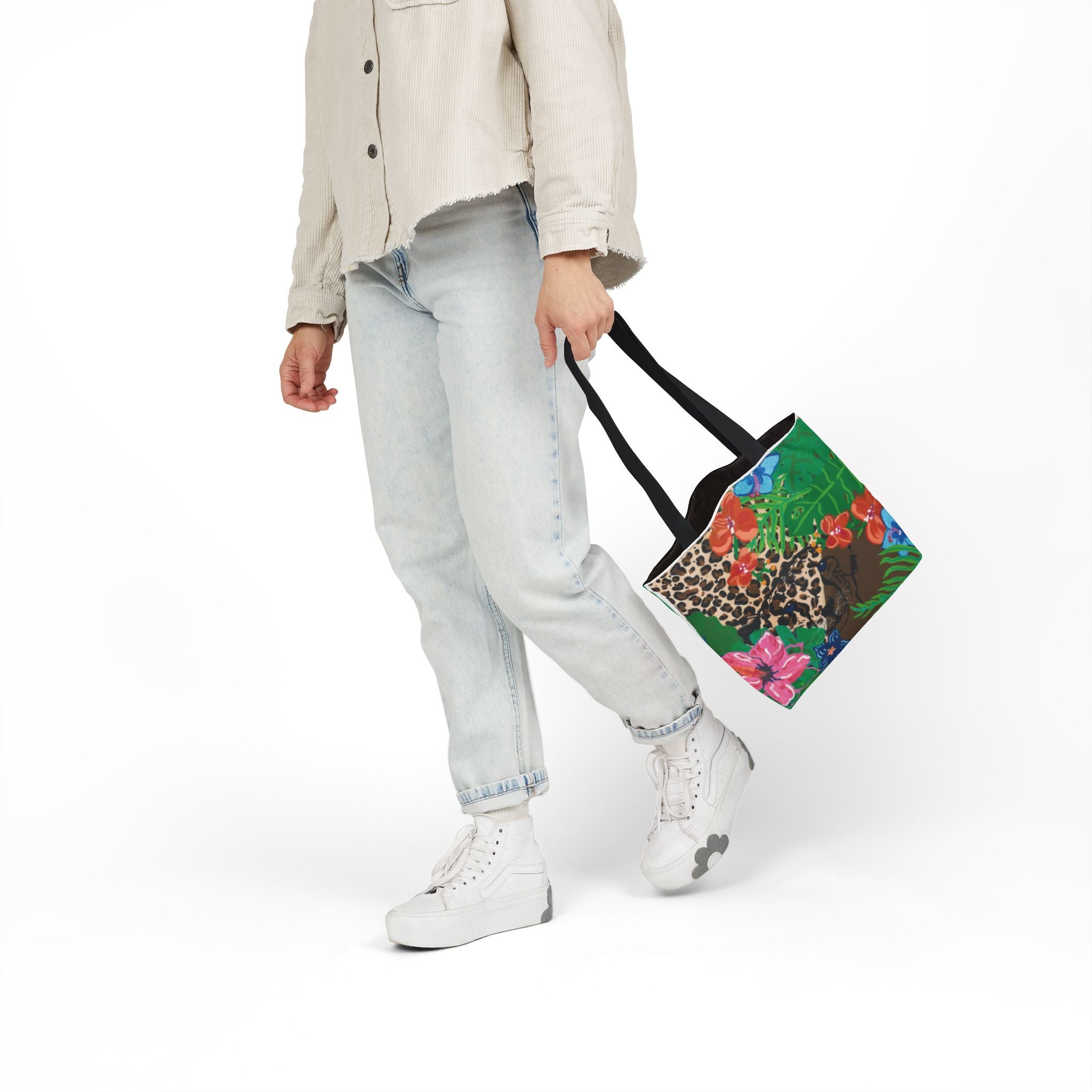 Tote Bag — Tropical Cheetah Floral Canvas Tote